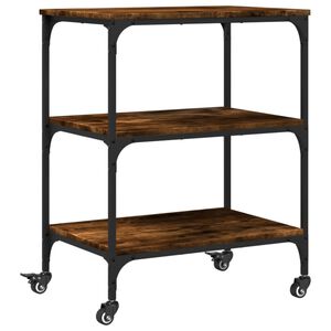 vidaXL Кухненска количка, опушен дъб, 60x41x76 см, инженерно дърво