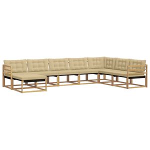 vidaXL Комплект дивани за открито с възглавница 8 pcs Бяло и Бежово