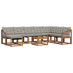 vidaXL Комплект дивани за открито 9 pcs Естествено и светло сиво