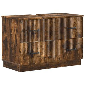 vidaXL Шкаф за мивка в баня HOORN Опушен дъб 82 x 41 x 56 см