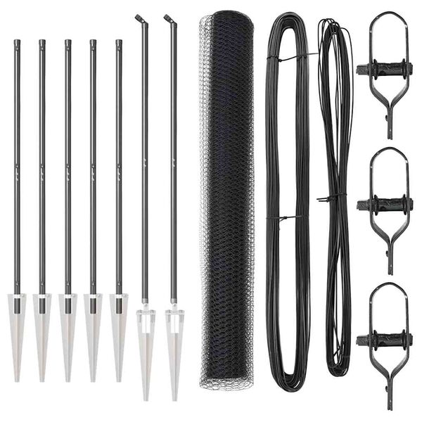 vidaXL Стълб за ограда. Сив 10 x 1,2 м (25 мм мрежа) Стомана и PVC