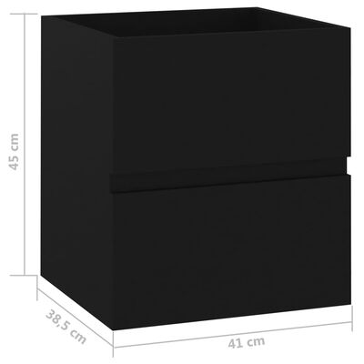 vidaXL Комплект мебели за баня, черен, ПДЧ