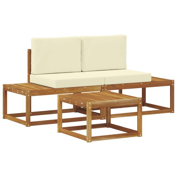 vidaXL Комплект дивани за открито с възглавница 3 pcs Естествен