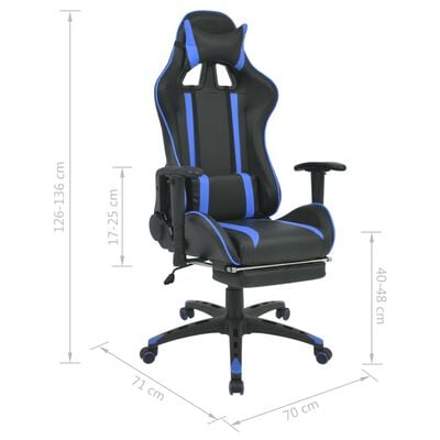 vidaXL Наклоняем офис рейсинг стол с подложка за крака, синьо