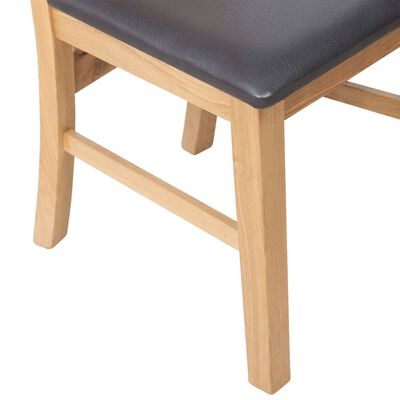 vidaXL Трапезни столове, 2 бр, дъбов масив и изкуствена кожа