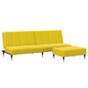 vidaXL 2-местно разтегателно канапе с табуретка, жълто, кадифе