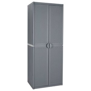 vidaXL Градински шкаф за съхранение, сив, 65x45x172 см, PP ратан