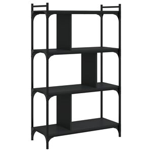 vidaXL Библиотека 4 рафта черна 76x32x123 см инженерно дърво