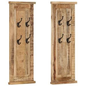 vidaXL Закачалки за дрехи, 2 бр, мангово дърво масив, 38x100 см