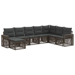 vidaXL Градински Софа Комплект 8 pcs Сив и тъмен сив полиратан