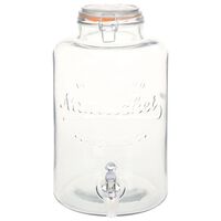 vidaXL Диспенсър за вода XXL, с кран, прозрачен, 8 л, стъкло