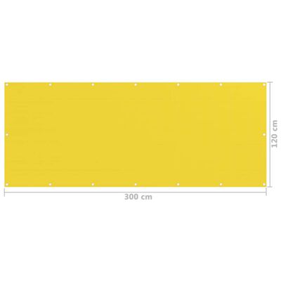 vidaXL Балконски параван, жълт, 120x300 см, HDPE
