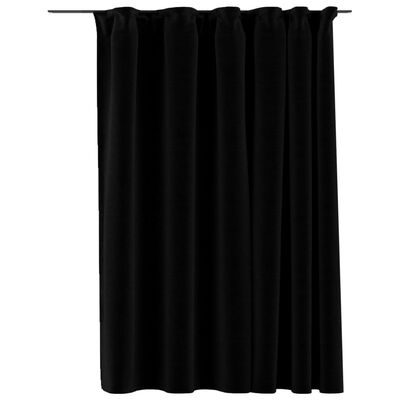vidaXL Затъмняваща завеса с куки, имитираща лен, черна, 290x245 см