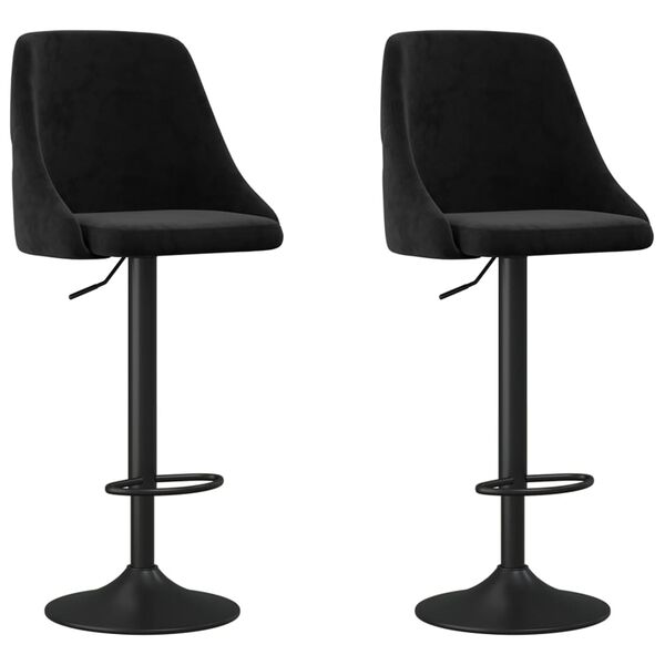 vidaXL Бар табуретки, 2 бр, черни, кадифе