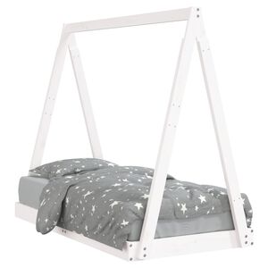 vidaXL Рамка за детско легло, бяла, 70x140 см, бор масив
