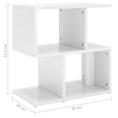 vidaXL Нощно шкафче, бял гланц, 50x30x51,5 см, ПДЧ