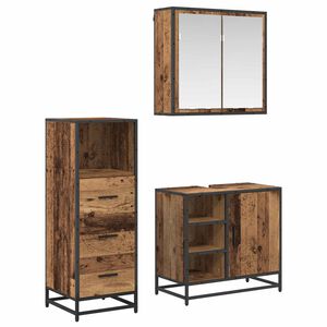 vidaXL Комплект мебели за баня 3 бр. Старо дърво 65 x 33 x 60 см