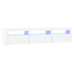 vidaXL ТВ шкаф с LED осветление, бял, 180x35x40 см