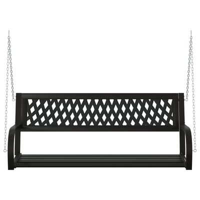 vidaXL Градинска люлка пейка, 125 см, стомана и пластмаса, черна