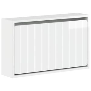 vidaXL Стенно шкафче за обувки ZWOLLE 71 x 17 x 43 см Бял гланц