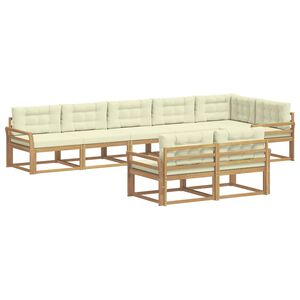 vidaXL Комплект дивани за открито 6 pcs Бяло и кремаво Полиестер