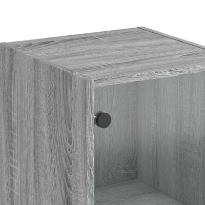 vidaXL Висок шкаф със стъклени врата, сив сонома, 35x37x142 см