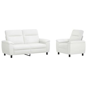 vidaXL Комплект дивани 2 pcs Бяло Текстил