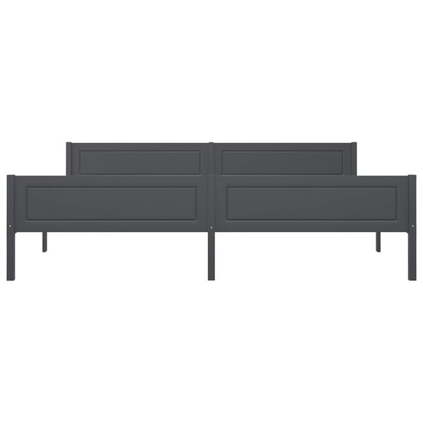 vidaXL Рамка за легло, борово дърво масив, сива, 200x200 см