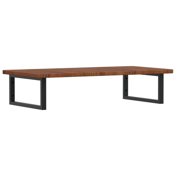 vidaXL Стенен рафт за мивка, стомана и масивно дърво дъб