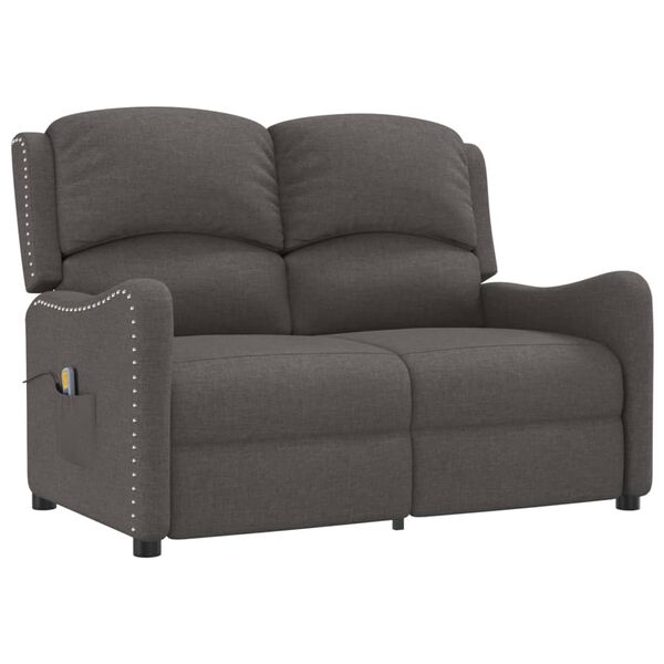 vidaXL 2-местен масажен реклайнер, тъмносив, текстил