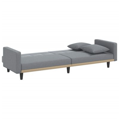 vidaXL Разтегателен диван с възглавници, светлосив, плат