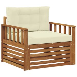 vidaXL Външен диван Солидно акациево дърво и полиестер