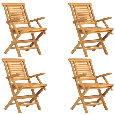 vidaXL Сгъваеми градински столове, 4 бр, 56x63x90 см, тик масив