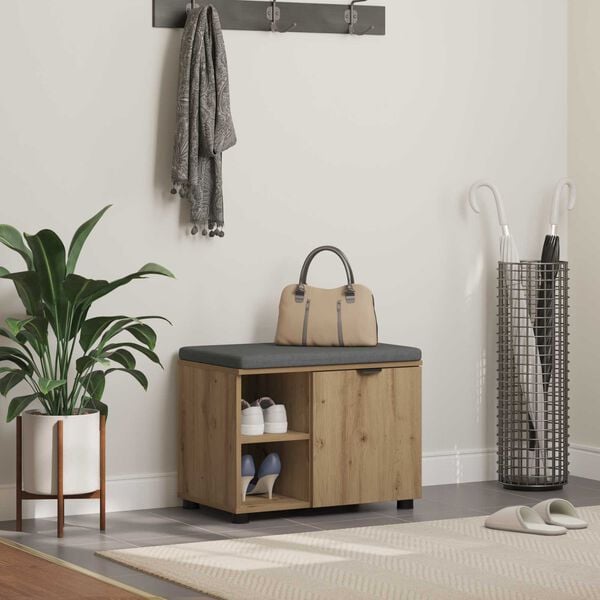 vidaXL Пейка за коридор с възглавница Артизан Дъб 60 x 38 x 46 см
