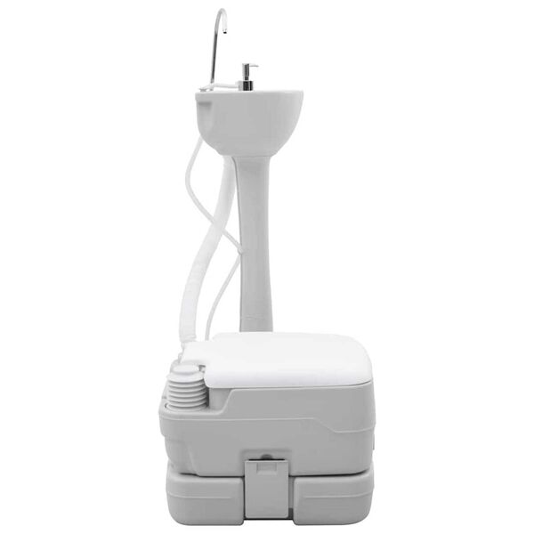 vidaXL Комплект тоалетна за къмпинг 2 pcs Сив и бял