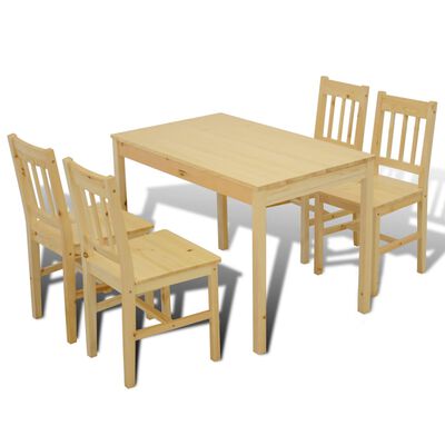 Дървена маса за хранене с 4 стола от натурално дърво