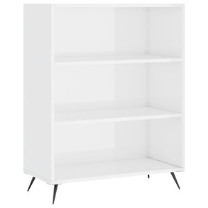 vidaXL Библиотека, бял гланц, 69,5x32,5x90 см, инженерно дърво