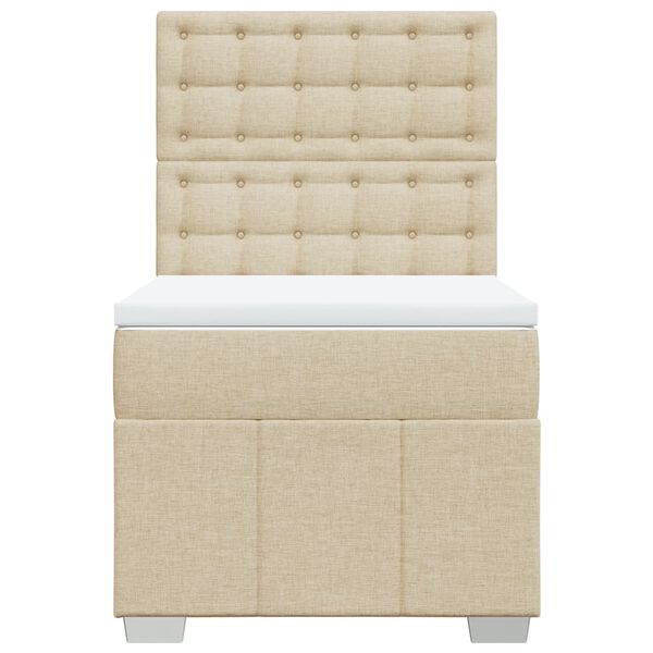 vidaXL Боксспринг легло с матрак, кремава, 80x200 см, плат