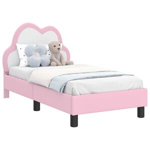 vidaXL Легло за малко с главна дъска Розово 70 x 140 cm PU