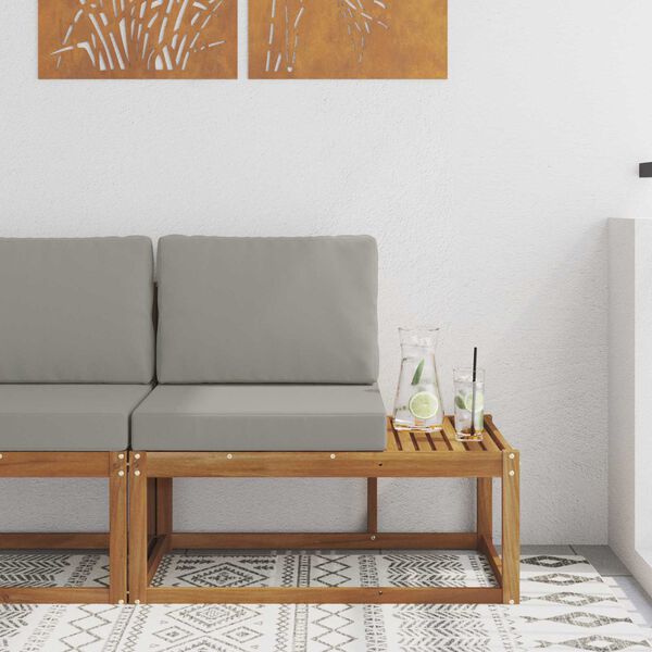 vidaXL Външен край на диван с възглавница Естествен 91 x 63 x 73 см