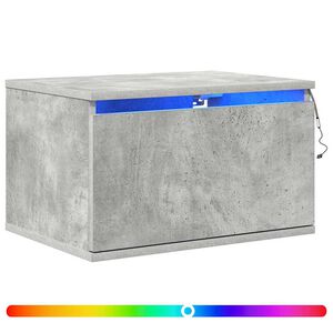 vidaXL Нощно шкафче за стена с LED осветление, бетонно сиво