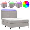 vidaXL Боксспринг легло с матрак и LED, светлосиво, 140x190 см, плат