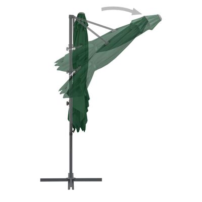 vidaXL Градински чадър чупещо рамо и стоманен прът 250x250 см зелен