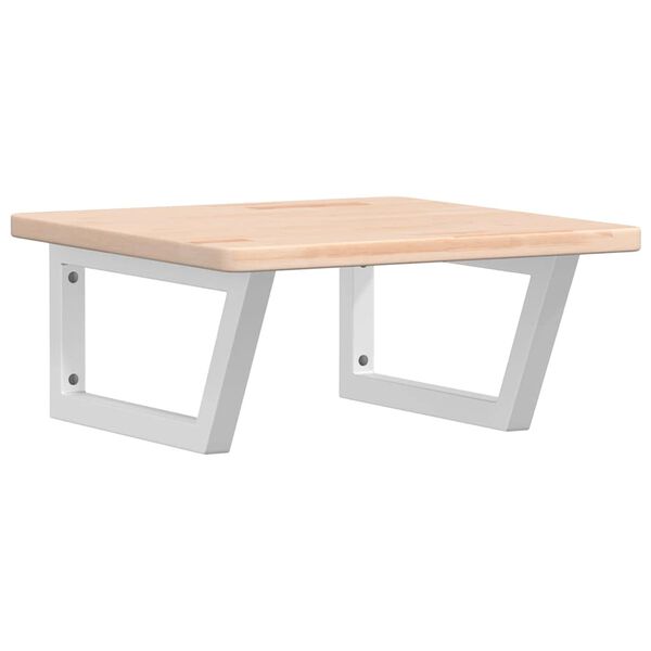 vidaXL Стенен рафт за мивка, стомана и масивно дърво дъб