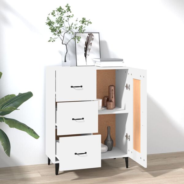 vidaXL Сайдборд, бял, 69,5x34x90 см, инженерно дърво