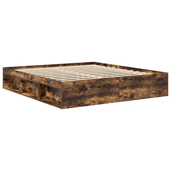 vidaXL Рамка за легло, опушен дъб, 180x200 cм, Super King Size