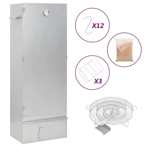 vidaXL Барбекю пещ димогенератор за студено пушене поцинкована стомана