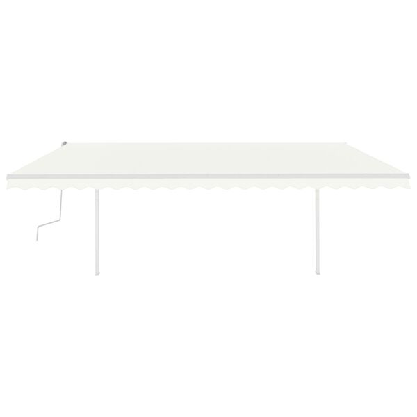 vidaXL Ръчно прибиращ се сенник с прътове, 5x3 м, кремав