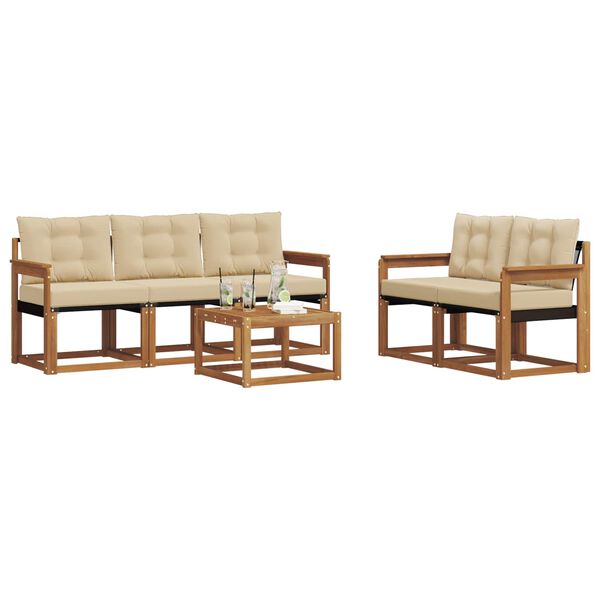 vidaXL Комплект дивани за открито 6 pcs Натурален и Бежов