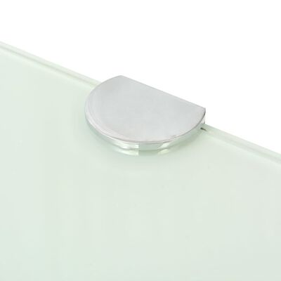 vidaXL Ъглов рафт от бяло стъкло с държачи в цвят хром, 45x45 см